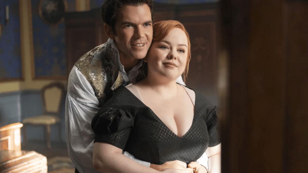 Colin (Luke Newton) y Penelope Bridgerton (Nicola Coughlan) en la temporada 4 de Los Bridgerton
